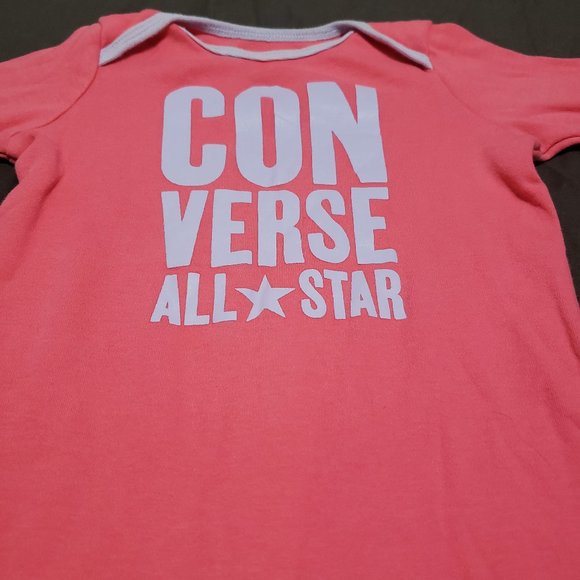 Converse All Star One Piece Snap Closure Pink Purple Accents 3-6 Months Size - Picture 3 of 4